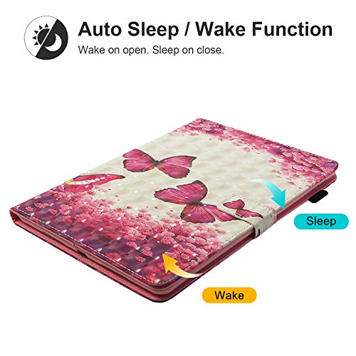 Uucovers Ipad Pro 9.7 Case, Slim Lightweight Pu Leather Auto Wake/Sleep Folio Smart Wallet Case With Cards/Cash Holder For Apple Ipad Pro 9.7 Inch 2016 Release Tablet-Rose Red Butterfly #TOP3