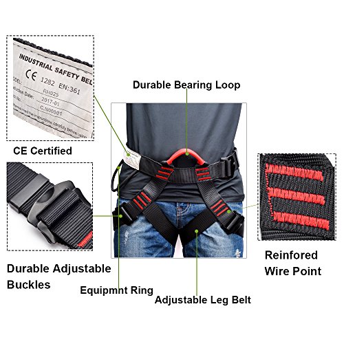 Weanas Thicken Climbing Harness, Protect Waist Safety Harness, Wider Half Body Harness for Mountaineering/Fire Rescuing/Rock Climbing/Rappelling/Tree Climbing