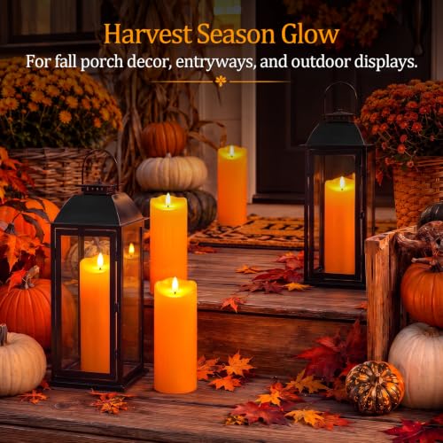 Image of Homemory Halloween Orange Waterproof LED Candles, Remote Timer, Set of 2