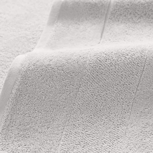 Aston & Arden Aegean Terry Hand Towels - (Set Of 4) Ringspun Turkish Cotton Thick And Soft Absorbent Luxury Hotel And Spa Bathroom Towel, 600 Gsm, 18 X 32 In, Light Grey #TOP1