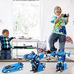 Remote Control Car Robot, Car Toys, 360 Degree Rotating with One-Button Deformation with LED Light, Robot Cars Toy for Kids (Blue2)