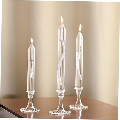 Miniatura 4 de Vela líquida 3 unids vela de vidrio lámpara de aceite menorah velas románticas estilo europeo alto vidrio borosilicato transparente lámparas de