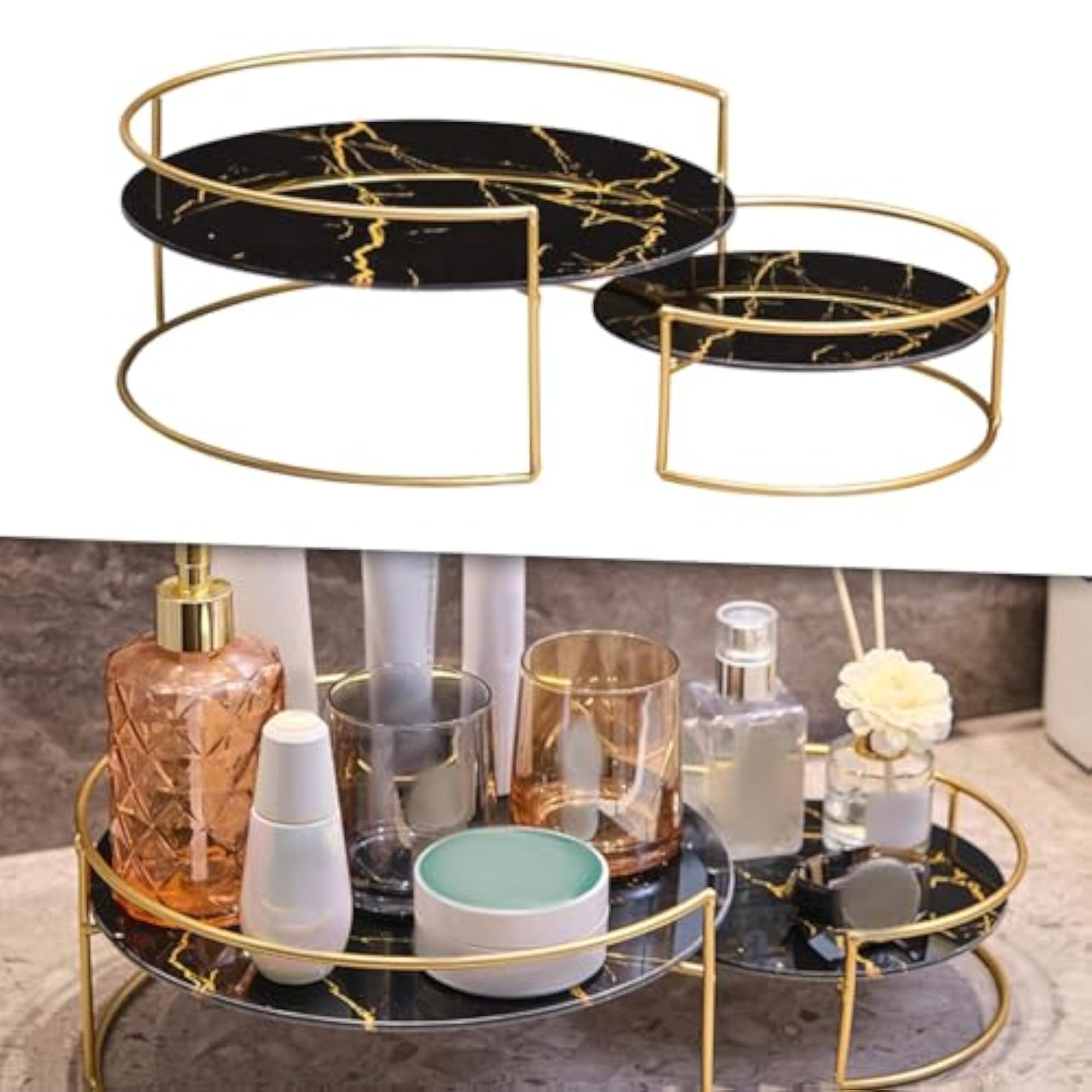 Multifunctional Black Bathroom Counter Organizer