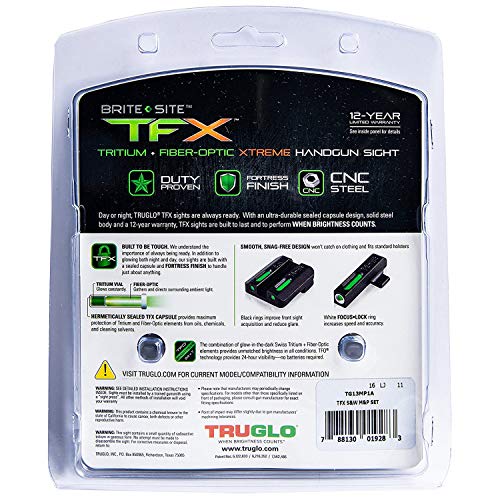 Image of TRUGLO TFX Handgun Sight | Durable Shock-Resistant Compact Brightly Glowing Tritium & Fiber-Optic Xtreme Day /Night Sight for Handguns