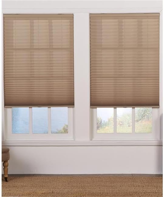Cordless Light Filtering Pleated Shade, Camel - 27 x 48 in.
