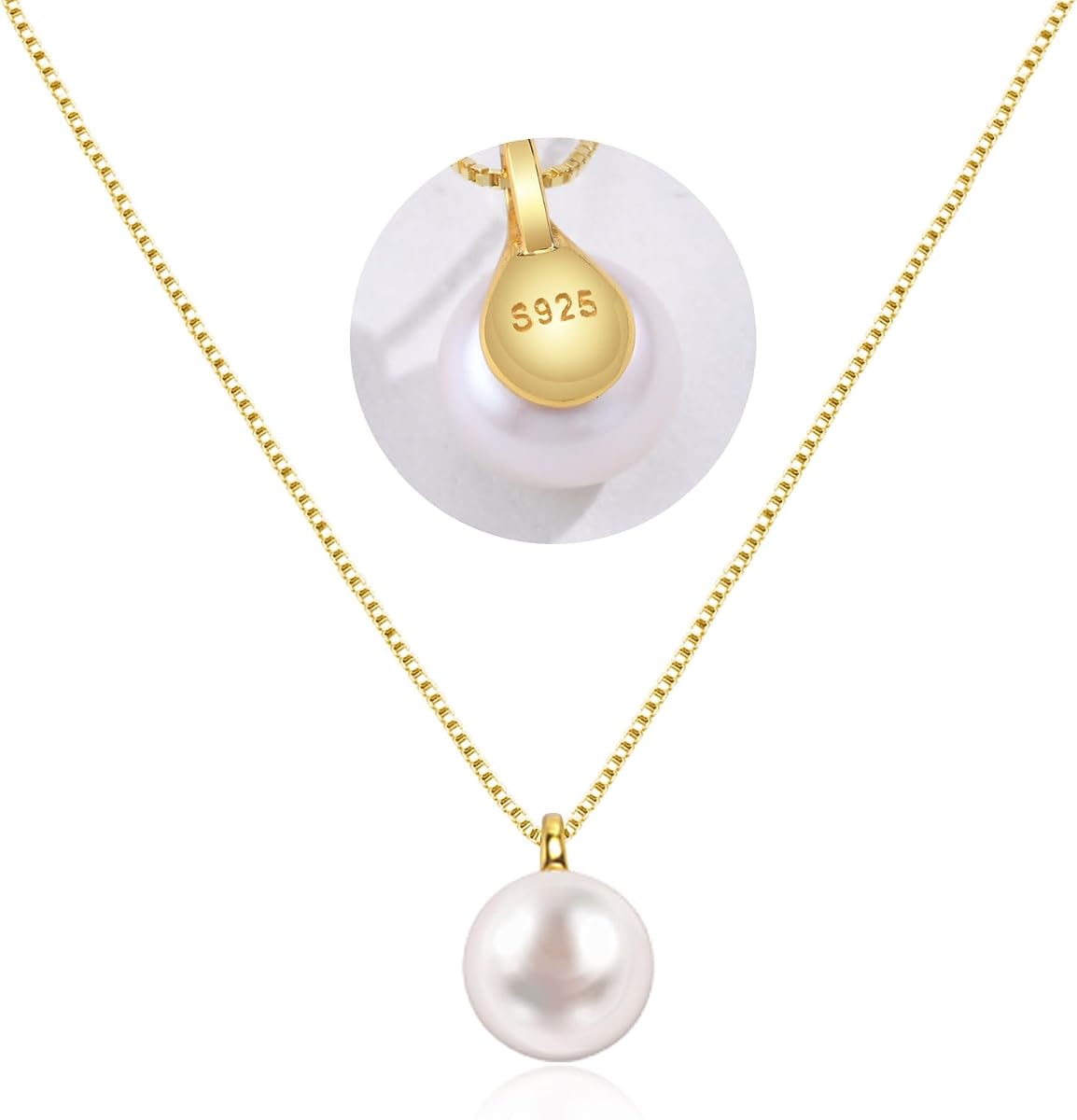 Freshwater Pearl Necklace for Women and Girls, 925 Sterling Silver Jewelry Gift