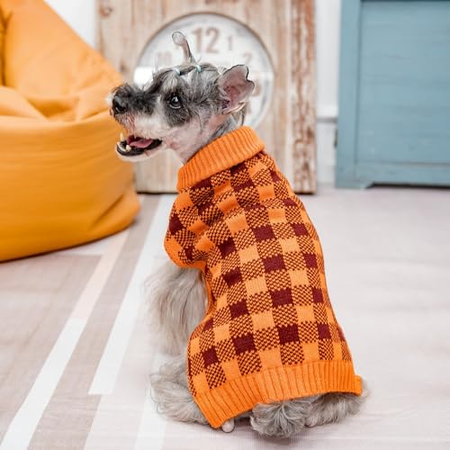 PUPTECK Dog Sweaters for Large Medium Small Dogs - Fall Classic Plaid Style Puppy Holiday Winter Coat Clothes Warm - image 6
