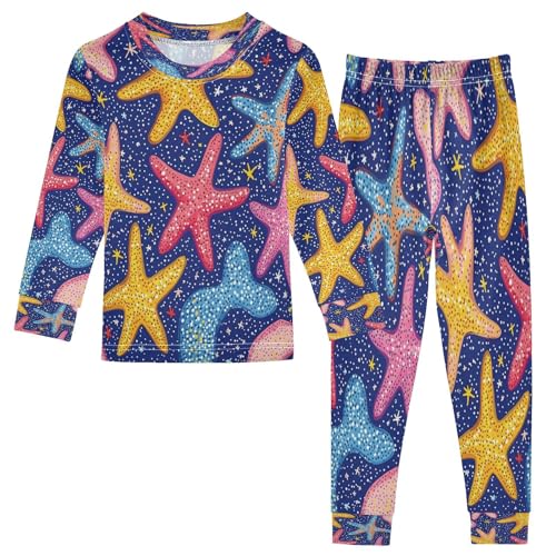 Pajama Sets Long Sleeve Colorful Starfish Soft Comfy Sleepwear 2 Piece PJS 3-8T