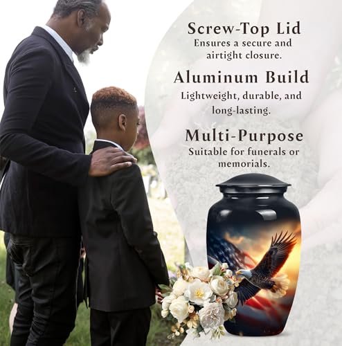 Image of Eagle Urns for Human Ashes Adult Man -American Flag Cremation Urn for Women