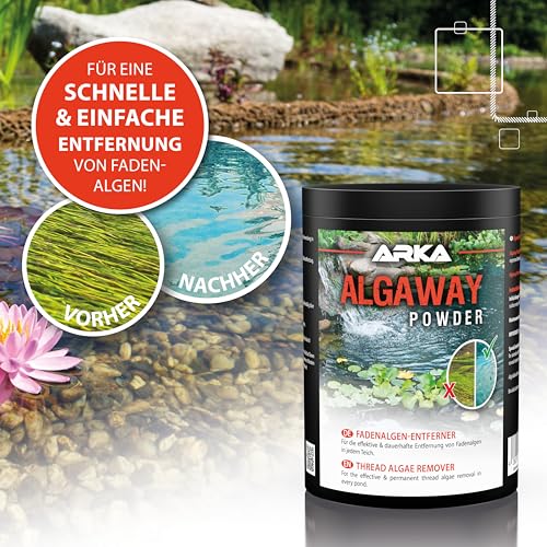 Fadenalgen-Entferner für Teiche – ARKA Pond Algaway Powder 250 g – reduziert Fadenalgen & unterstützt klares Wasser – vorbeugende Wirkung bei regelmäßigem Einsatz – für den Gartenteich
