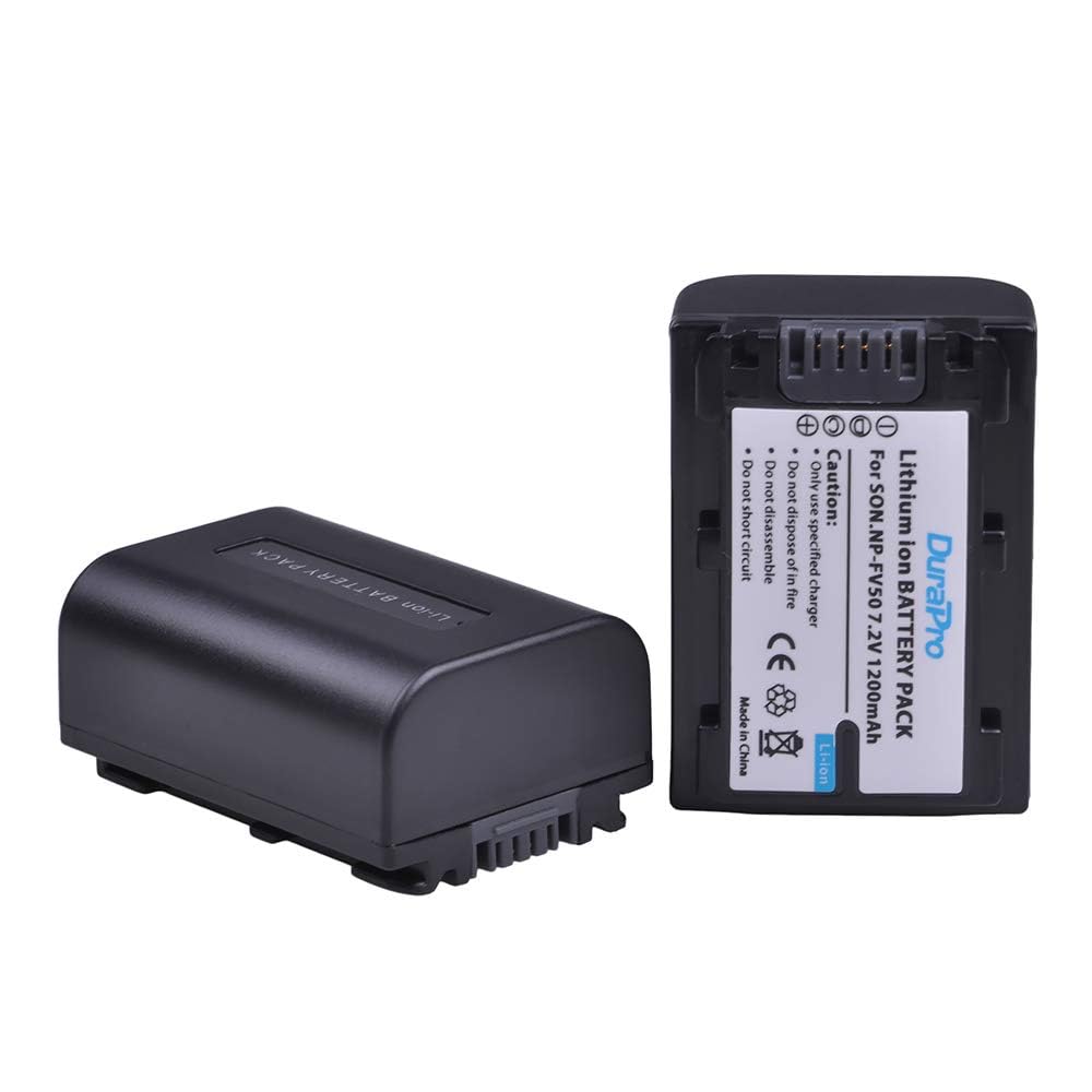 DuraPro 2Pcs 1200mAh NP-FV50 NP-FV50 Akku + LCD USB Ladegerät für Sony NP-FV30 NP-FV40 Akkus; HDR-CX150E HDR-CX170 HDR-SR68 DCR-SR20E HDR-CX190 HDR-CX130 Handycams
