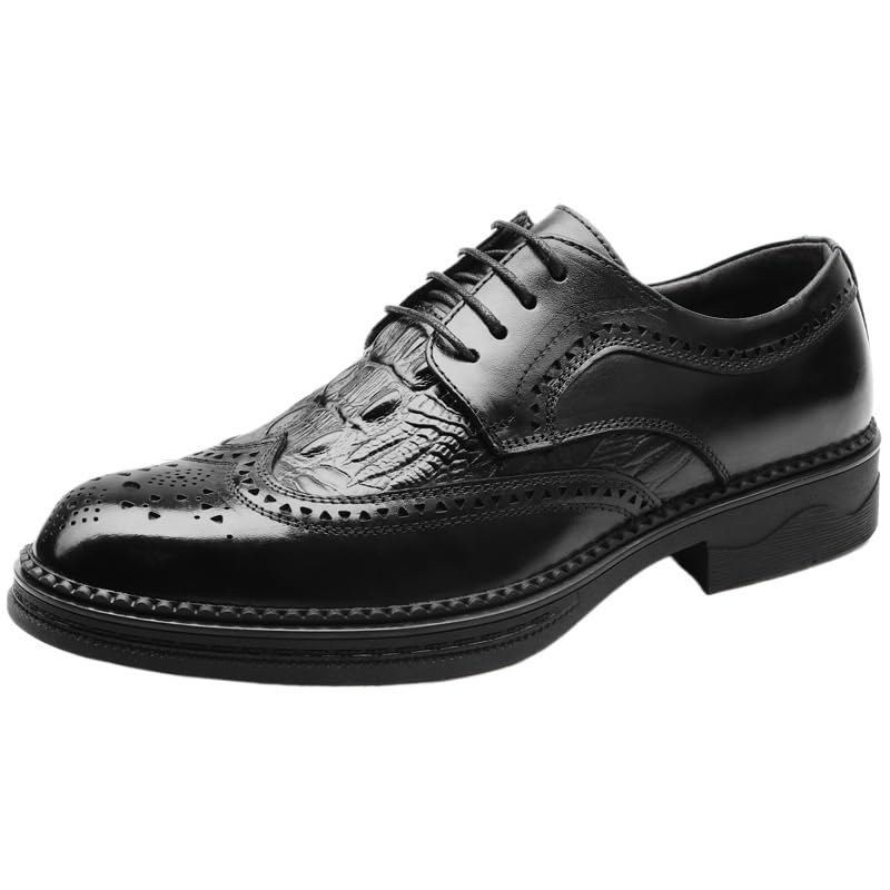 Dress Oxford Shoes for Men's Fashion Lace Up Business Plain Toe Italian Leather Anti-Slip Outdoor