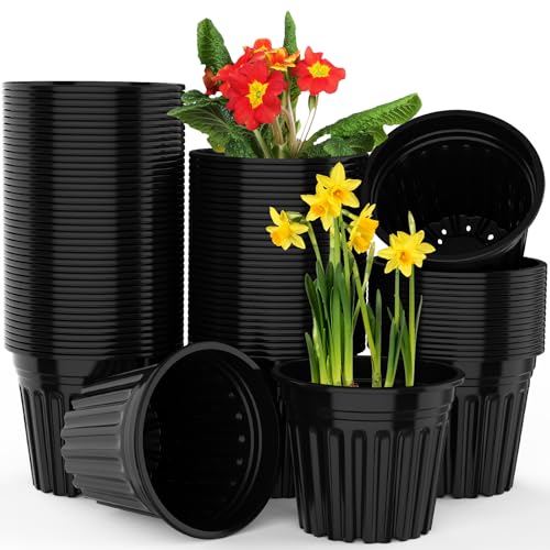 24 Pcs 3 GallonPlanter Nursery Pots Seed Starting Pot Plastic Flower Seedling Pots with Drainage Holes Flexible Plant Container for Indoor Outdoor Garden Lawn Yard Plants Seedlings (24 3 Gallon)