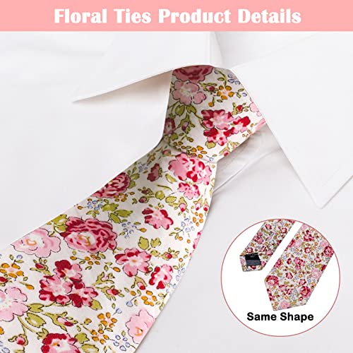 Image of Mantieqingway Men's Cotton Floral Neck Tie 2.56'' Printed Skinny Tie