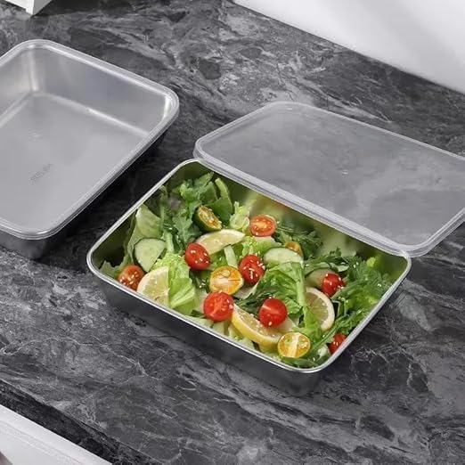 Image of Stainless Steel Food Storage Container 2000ML with Transparent Lid | Premium Food Grade Kitchen Storage Box for Meal Prep, Serving, Baking & Fridge Storage | Freezer & Dishwasher Safe (3)