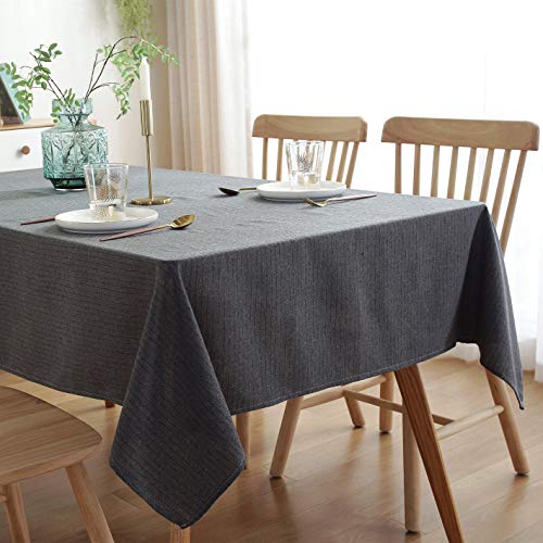 ENCOFT Cubierta de Mesa Rectangular Impermeable, Mantel de Mesa Paño Lino Antimanchas Prueba de Polvo, Mantel para Comedor Mesa Patrón Raya, Gris 135x240cm