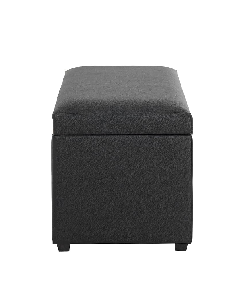 HAKU Sitztruhe schwarz, Kunstleder, MDF - Maße: B 58 cm x H 42 cm x T 39 cm, Style: Modern