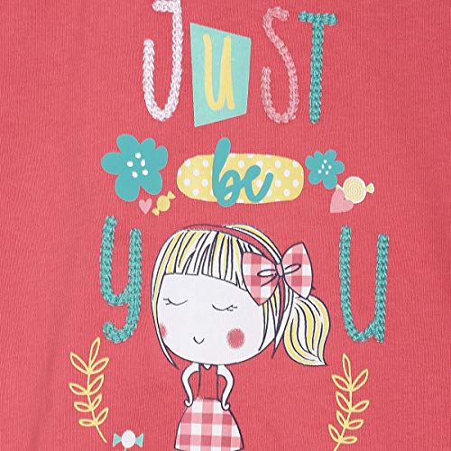 Image of miniklub Girls Red Printed High-Low Pure Cotton Top
