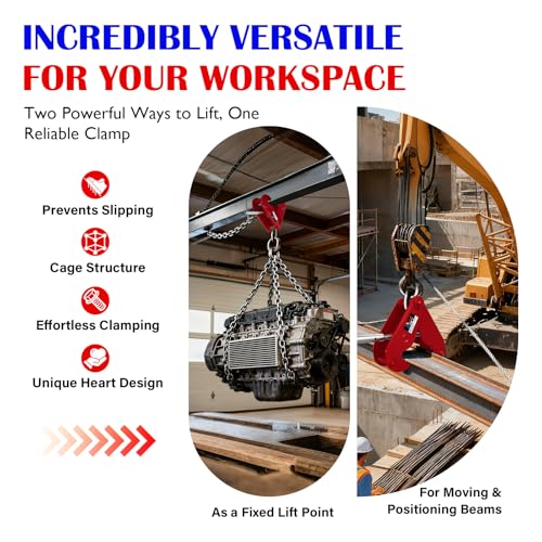 USYATO I Beam Clamp 2200lbs 1 Ton, 3-9 Inch Adjustable Lifting Clamp for Rigging, Construction, Garage Use (1T | 2200 LB) - Thumbnail 6