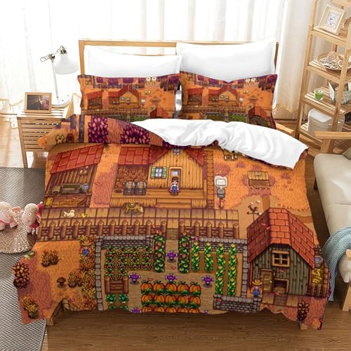 Parure de lit microfibre 3D housse de couette fermeture éclair résistante PixelVillage 140x200 - 3