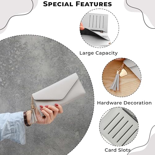 Image of Kraptick Women's Wallet -Stylish and Compact Purse Clutch Wallet for Women, Stylish Card Coin Holder, Debit Card Holder, Money Organizer and Travel Wallet for Women with 13 Slots (Light Gray)