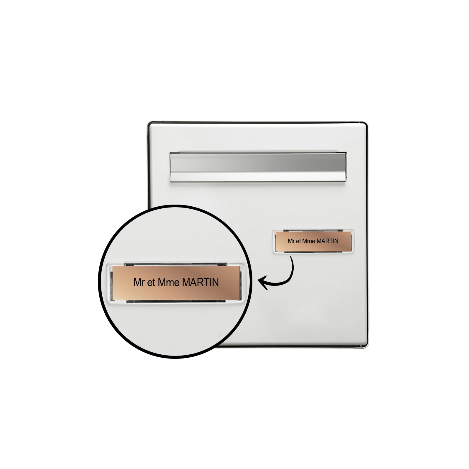 Noires - Plaque Nom Stop PUB Pour Boite Aux Lettres Format Decayeux (100x25mm) Or Brossé