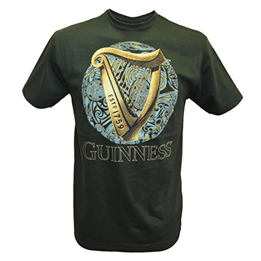 Guinness Camiseta verde botella con diseño de arpa irlandesa con diseño celta azul