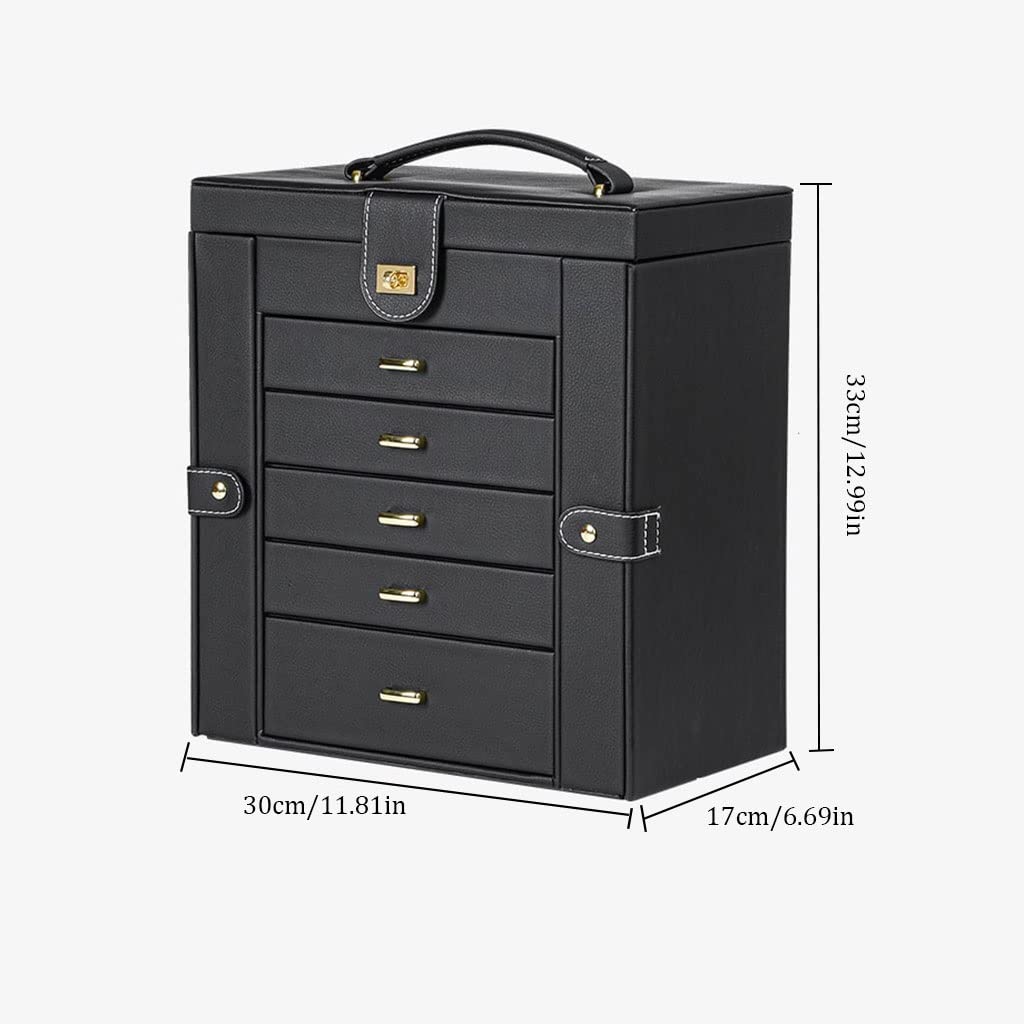 Schmuckbox Schmuckkästchen Schmuckschatulle Große Schmuckkiste 6-Schicht mit 5 Schubladen Pu. Leder Schmuck Organizer Lagerung mit Spiegelschmuck Fall for Frauen Mädchen Geschenk Schmuckkasten Schmuck
