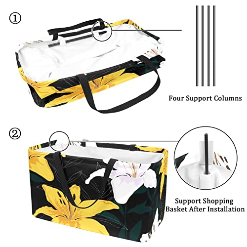 Panier de rangement fleur jaune et blanche boîte de rangement pliable pour jouets 56x29x32 cm - 4