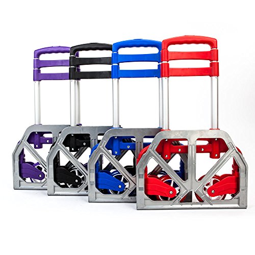 Carretilla plegable portátil con ruedas de goma roja miniatura 7