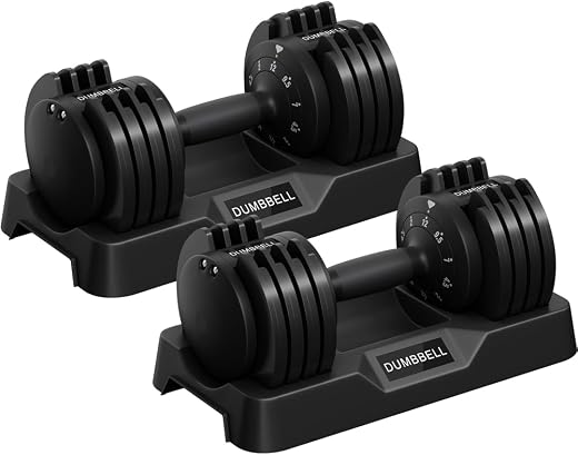 🚫 [CADUCADO] 🔥 Yaheetech Kit de 1-2pcs Mancuerna Ajustable 5-15 Niveles Rápido 2-25kg Seguridad de Doble Bloqueo, Agarre Antideslizante, Ahorro de Espacio Para Gimnasio en Casa