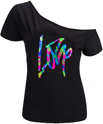 MAGICMK - Camiseta casual para mujer, con estampado de labios y hombro descubierto, talla extragrande