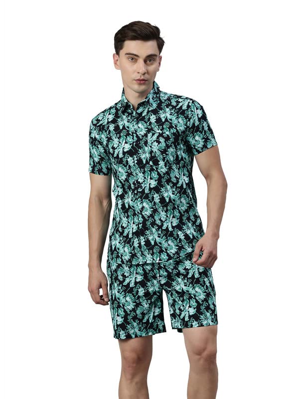 joven Men's Printed Black and Blue Floral CO-Ords Set,100% Cotton,Super Soft Ultra Light Fabric,Comfort Fit,Machine Wash,Unique Designs,Casual wear,Highly Durable,Sleep wear-picture-34