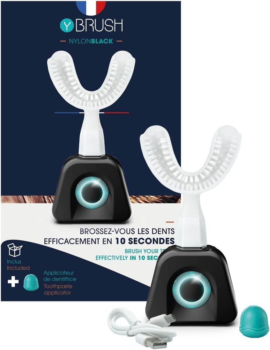 Y-Brush NylonBlack 2024 - Electric Toothbrush - Y-Shaped Brush - Innovation Awards at CES 2023-3 Months Battery Life - Adult - Clinically Proven