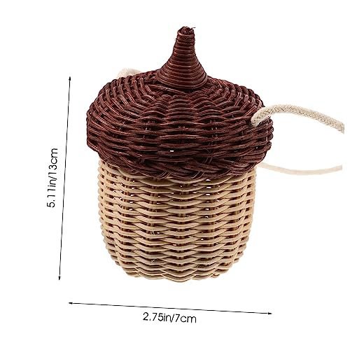 Rattan Crossbody Bag Adorable Acorn Shape Mini Hanging Basket Cute Storage Purse for Handwoven Woven Straw Photo Prop and Organizer2