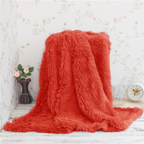 Image of Shaggy Faux Fur Fabric, Super Soft, 6 X 5 Feet (Red)