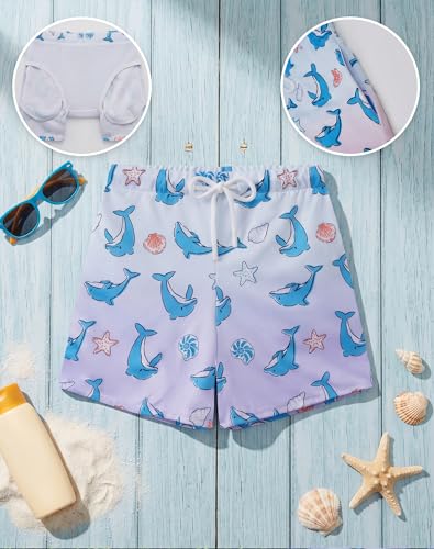 Image of AMYNICE Girls Beach Board Short with Liner Quick Dry Active Jellyfish Print | Swimming Trunks Swimsuit with Pockets Drawstring Surfing, Beach, Vacation and Holiday for Toddler Baby girl