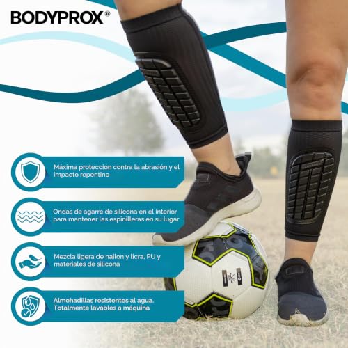 Protector de tibias de fútbol ergonómico contra impactos para jóvenes 6