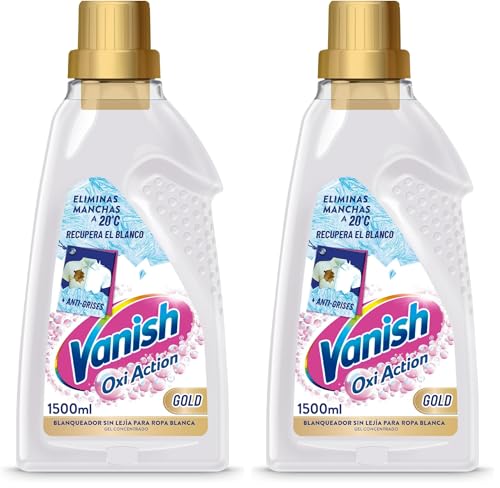 Vanish Oxi Advance Quitamanchas y blanqueador para ropa blanca, Sin lejía, Aroma Rosa, En gel, 1500 ml (Paquete de 2)