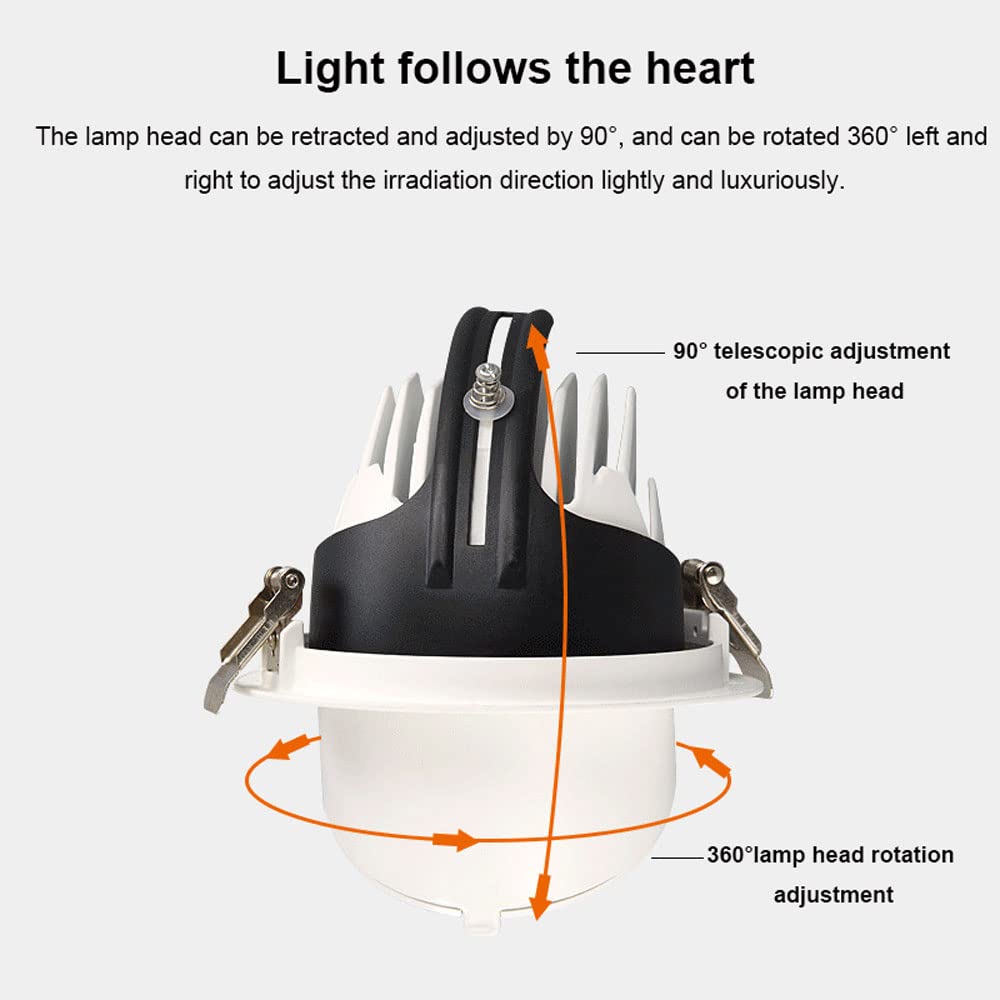 12 Sztuk 3,5-Calowej Lampy Wpuszczanej Led Z Gimbalem, Obrotowa, Regulowana Lampa Wpuszczana W Źrenicę Oka, 10 W/20 W/30 W/40 W, Lampa W Kształcie Trąby Słonia,