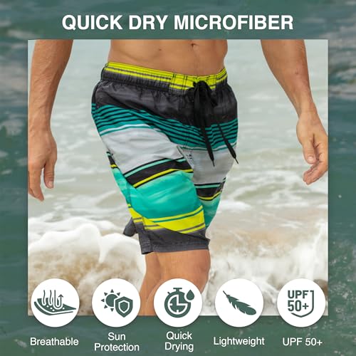 Image of Kanu Surf Men's Big Viper Extended Size Stripe Swim Trunk