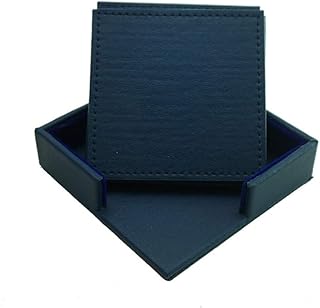 ZLDDE Set di 6 sottobicchieri in Pelle per Bevande con Supporto - Tovagliette quadrate Tovaglietta per Tazza Tazza Bicchiere Vino Vino Birra caffè, Protezione da Tavolo Blu