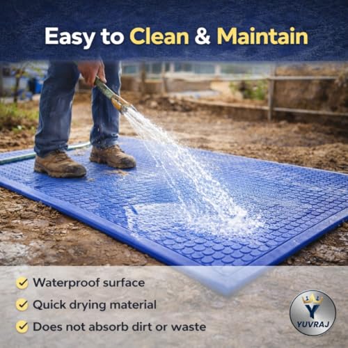Image of Yuvraj EVA Cow Mat 8x5 Ft for Dairy Farms | Heavy-Duty Non-Slip EVA Floor Mat for Cow & Buffalo | Waterproof, Comfortable & Easy to Clean (Blue)