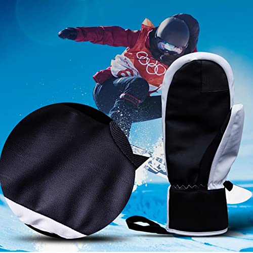 Moufles de ski imperméables et chaudes en cuir gris taille M - 5