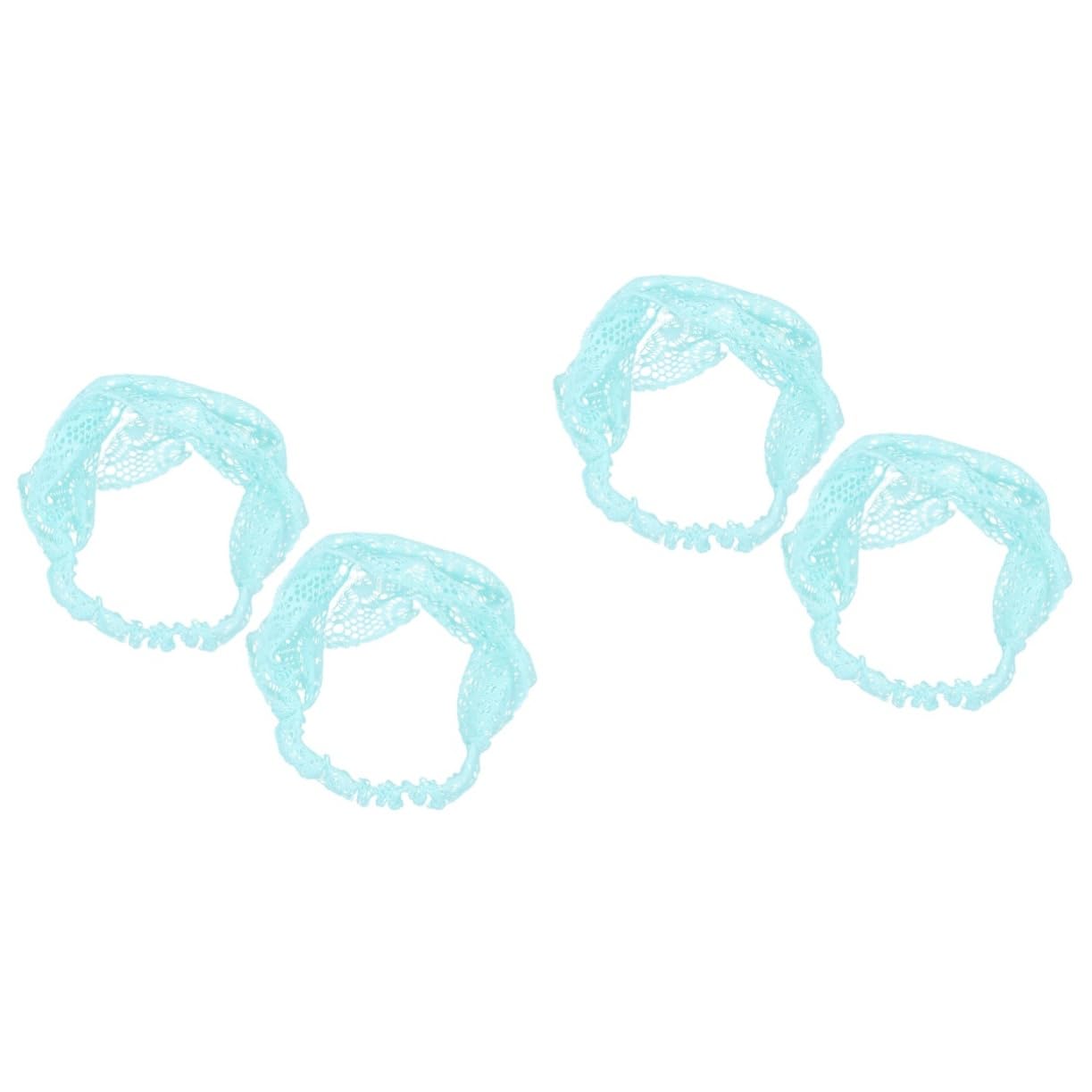 FOMIYES 4piezas Diademas De Encaje Elásticas Anchas Para Mujeres y Niñas De Diseño Floral Azul Accesorios Para Ocasiones Especiales y Uso Diario