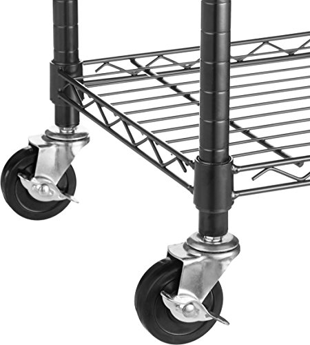 AmazonBasics 4-Shelf Shelving Storage Unit on 3'' Wheel Casters, Metal Organizer Wire Rack, Black (36L x 14W x 57.75H)