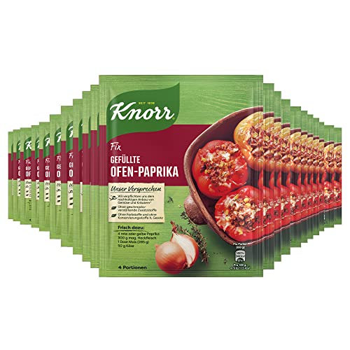 Knorr Fix Würzmischung Gefüllte Ofen-Paprika für ein leckeres Ofengericht ohne geschmacksverstärkende Zusatzstoffe und Farbstoffe 21x 43 g Knorr Fix Würzmischung Gefüllte Ofen-Paprika für ein leckeres Ofengericht ohne geschmacksverstärkende Zusatzstoffe und Farbstoffe 21x 43 g
