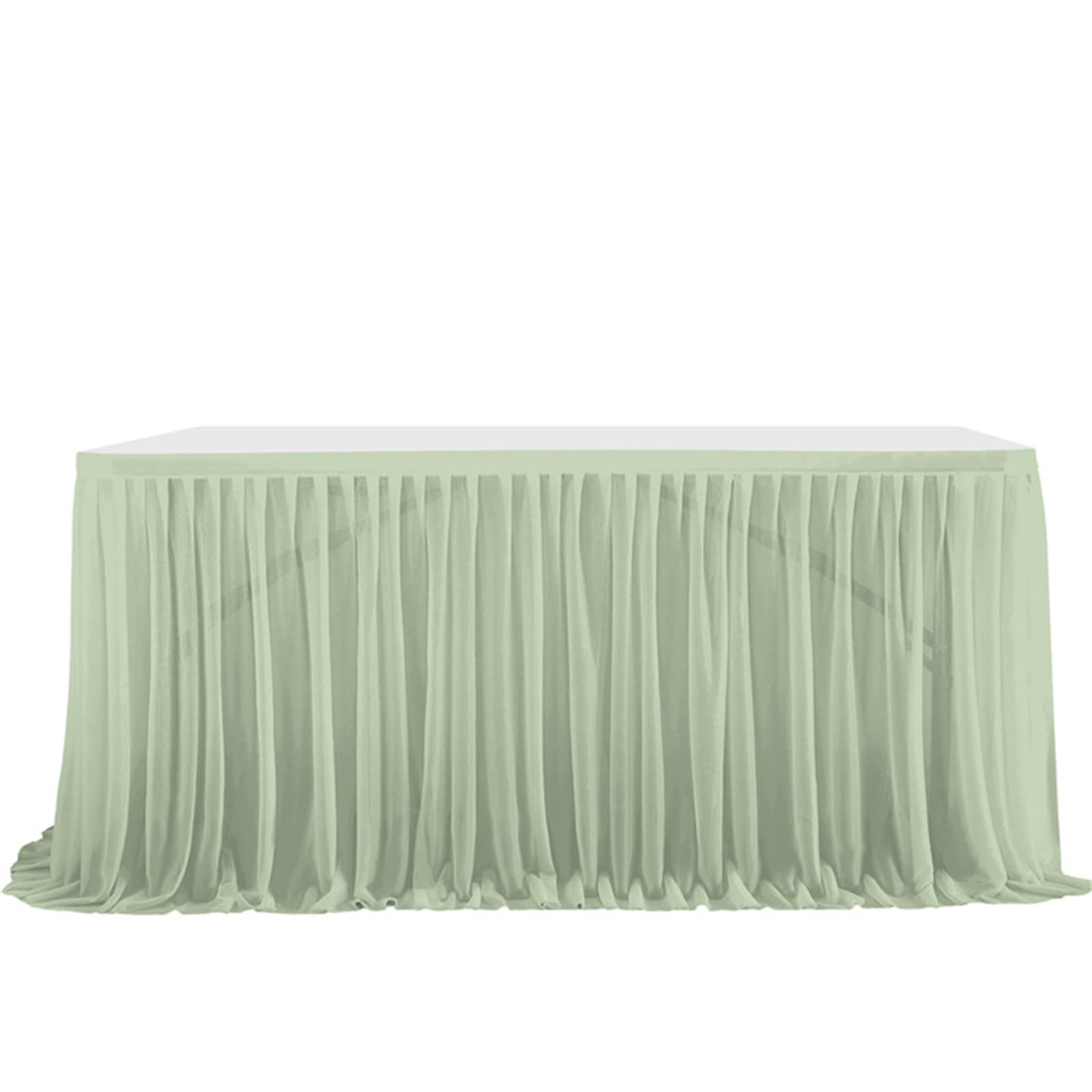 Highdi Tulle Table Skirt for Parties Rectangular Table, Fluffy Tulle Desk Gauze for Wedding Parties Birthday Parties and Home Cake Table Décor (9FT/275x77cm,Sage Green)