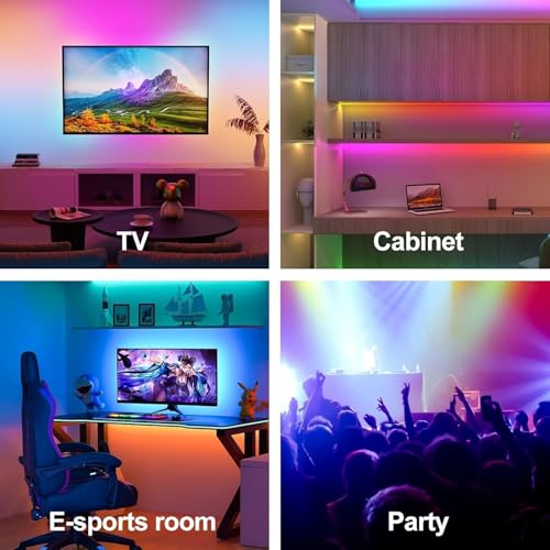 Image of RGB LED Strip Light with 44 Key IR Remote, 5050 SMD, 60 LEDs /Meter, High Brightness, DIY Color Modes, Flexible Decorative Lighting for Home, TV, Bedroom & Party(44 Key Remote)