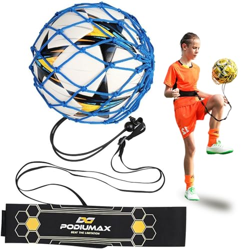 PodiuMax Hands-Free Soccer Kick/Throw Trainer, New Ball Locked Net Design, Adjustable Waist Belt...